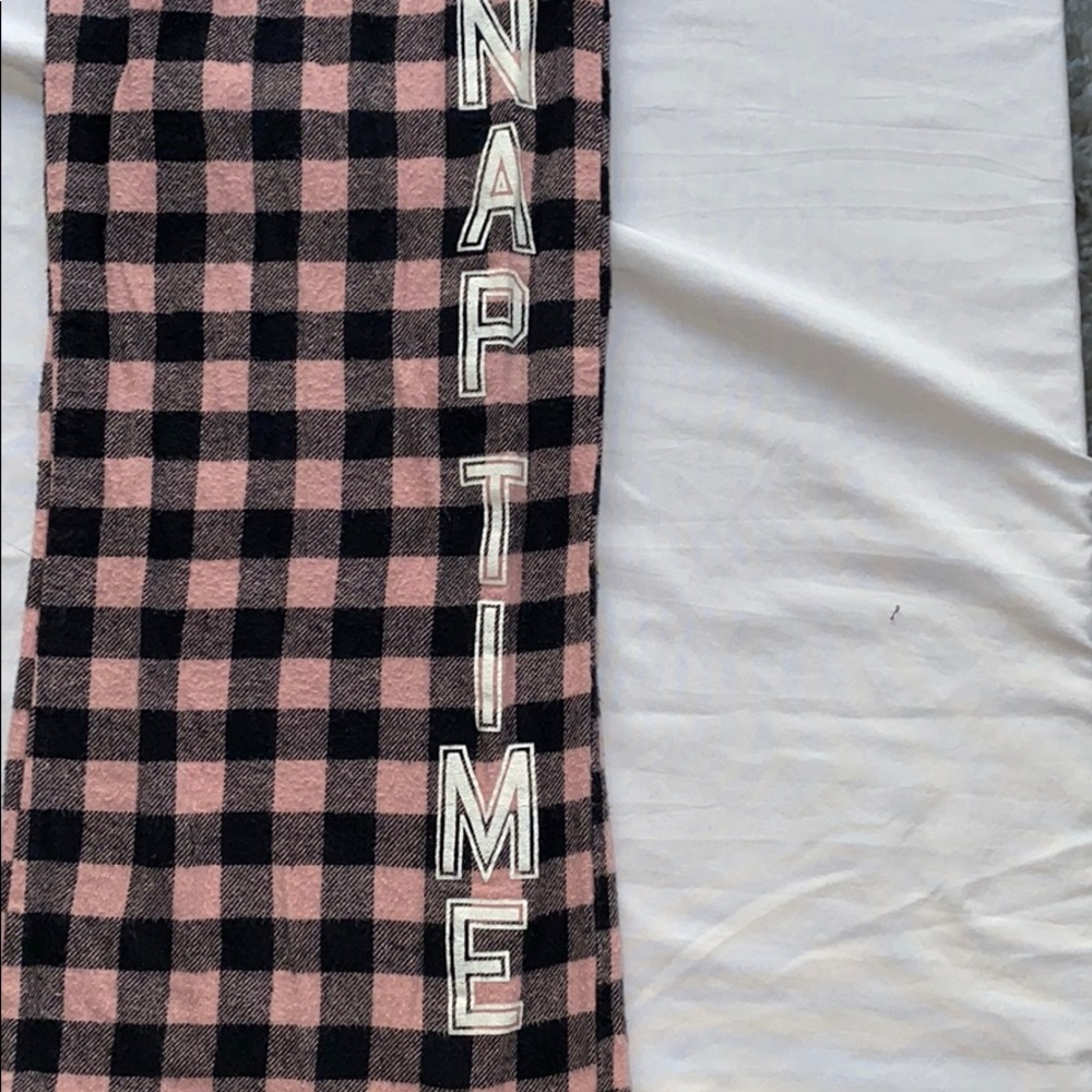 Light Pink and Black flannel pajama pants